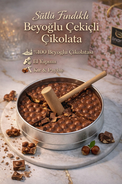 LİNARİA Beyoğlu Sütlü Fındıklı Çekiçli Tablet Çikolata – Özel Sunum