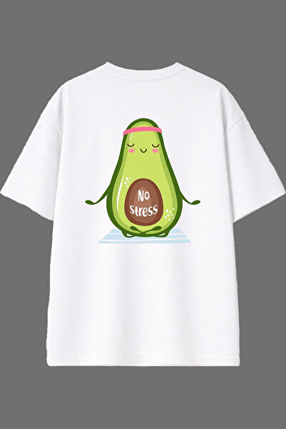 VSRN Tricou oversize alb cu imprimeu pe spate No Stress Design