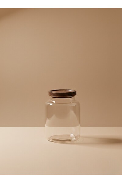FARALYAHOME Acacia Lid Glass Storage Jar 15X20 cm Organizer Organizer