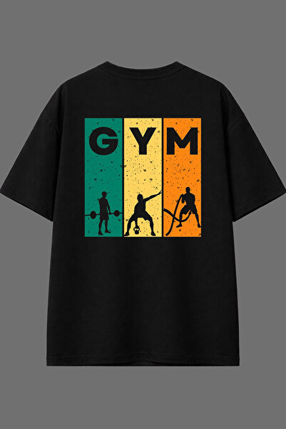 VSRN Μπλουζάκι Gym Colors Design με στάμπα στην πλάτη, μαύρο, oversized