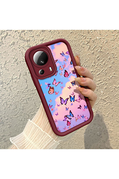 Hontinga حافظة هاتف من مادة السيليكون بنمط الفراشة متوافقة مع هاتف Mi 13 Lite...