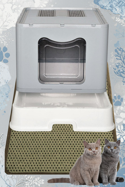 Yıldızhane Çift Filtreli Çekmeceli Katlanabilir Kedi Tuvaleti Kürek ve Pas Pas