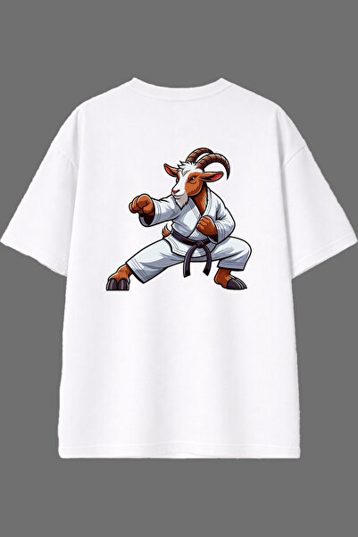 VSRN Μπλουζάκι Kungfu Keçi Design με στάμπα στην πλάτη, λευκό, oversized