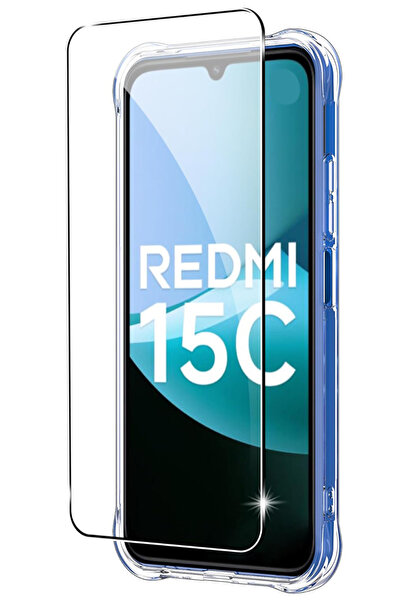 Marselit Redmi 15C Uyumlu Tam Kaplayan Şeffaf Temperli Ekran Koruyucu Kırılma...