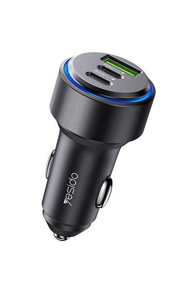 Yesido 2x USB-C + USB-A PD QC3.0 Г®ncДѓrcare rapidДѓ inel luminos LED cip int...