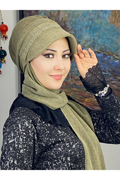 BUTİKAMBAR 3 Sira White Square Stone Detail Spring Hat
