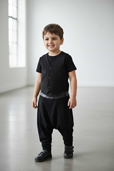 bilqasmi Erkek Çocuk Yöresel Elbise – Yelekli Şalvar Takımı, Geleneksel Folkl...