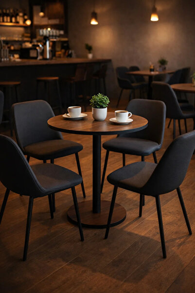 MARIA HOMES Modern Brown Coffee Table with Black Pedestal Base – Stylish and ...