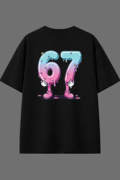 VSRN 67 Μπλουζάκι με σχέδιο στην πλάτη, μαύρο, oversized