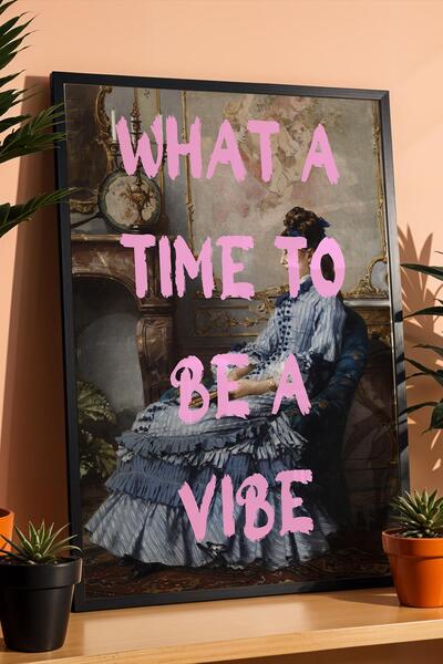 Saturn Young Lady at the Fireplace Framed Painting What a Time to Be a Vibe M...