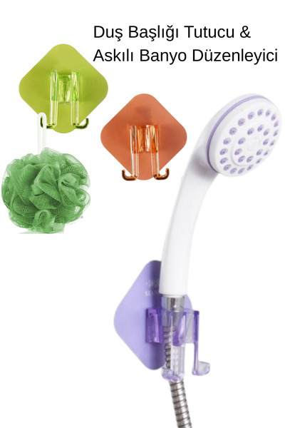 Privo Duş Başlığı Tutucu Askılı Kendinden Yapışkanlı Banyo Kancalı Askılık Or...