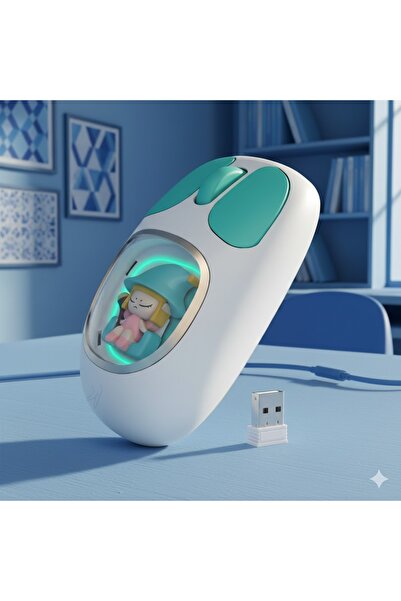 Cyz Bilişim Sevimli Oyuncak Detaylı Bluetooth Kablosuz Mouse Şarjlı Sessiz Çi...