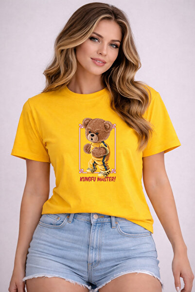 herkesemoda Kungfu Master Print Detailed Basic T-Shirt