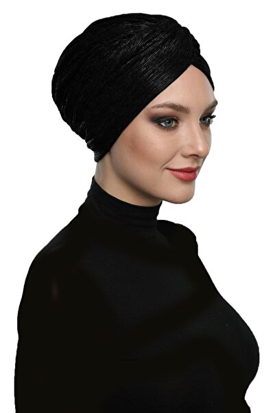 elysianfidan Μαύρο έτοιμο τουρμπάν με ασημί επένδυση, με καπάκι τυρμπάν, κατά...