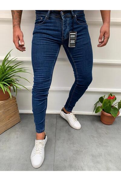 MODAMESTO Men's Navy Blue Slim Fit Lycra Jean Trousers