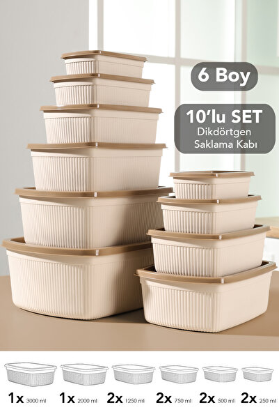 Meleni Home Set de cu dungi recipiente de depozitare dreptunghiulare - 6 dime...