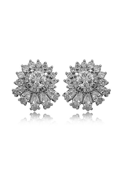 Beelo Silver 925 Ayar Gümüş Pırlanta Modeli Baget Taşlı Küpe - Işıltılı Gece ...