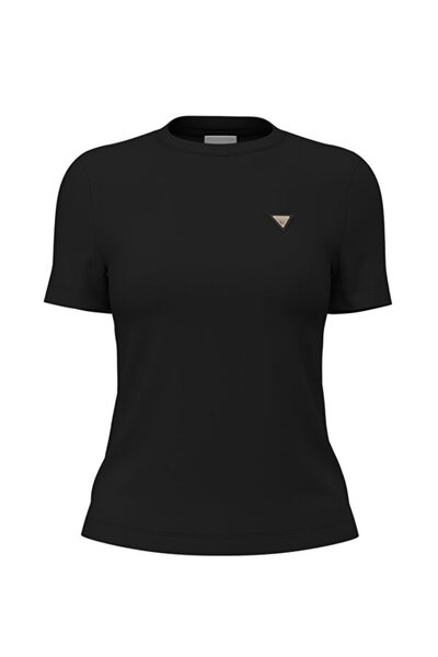 Guess Sonia guler rotund cu mânecă scurtă pentru femei, negru tricou V6RI17KD...