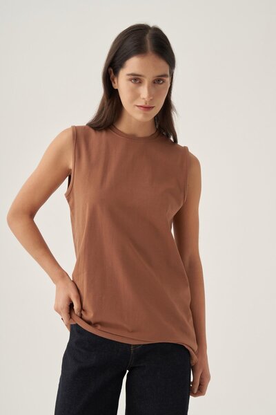 ALLDAY Mink-Crew Neck Sleeveless Cotton T-Shirt