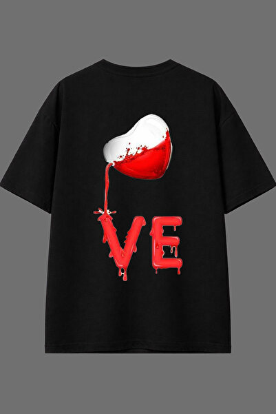 VSRN Love 4 Design majica sa crnim otiskom na leđima, oversize