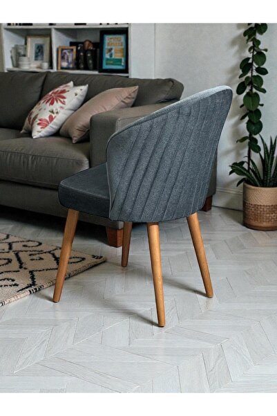 Buketim Mobilya Babyface Yönsüz Kumaş Ceviz Ahşap Ayaklı Modern Yemek Odası M...