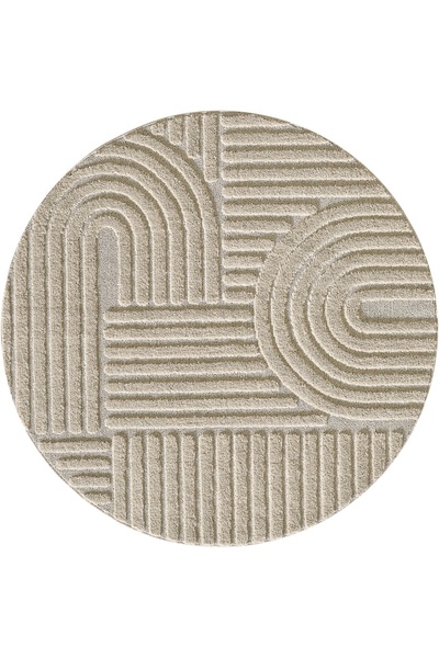 Talis Round rug Art Beige boho 120x120 cm