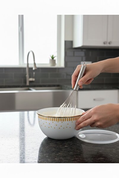 English Home وعاء تخزين مطلي بالمينا بتصميم بتلات ريترو سعة 1.20 لتر أبيض - أصفر