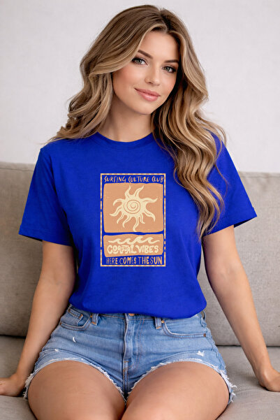 herkesemoda Μπλουζάκι με σχέδιο Coastal Vibes και λεπτομέρεια εκτύπωσης