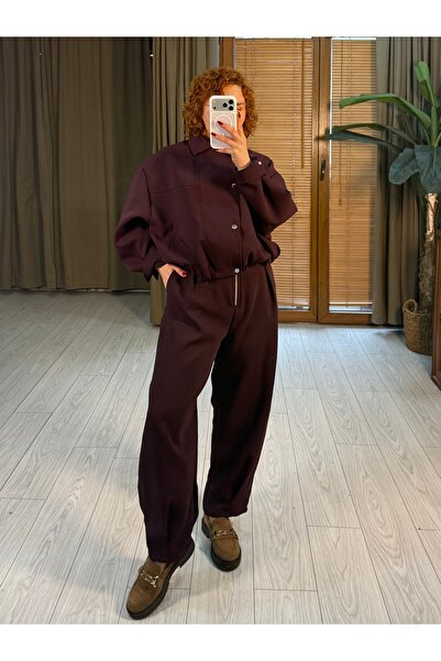 Bak'ap Premium Design Zipper Detailed Trousers-Bomber Jacket 2-Piece Set