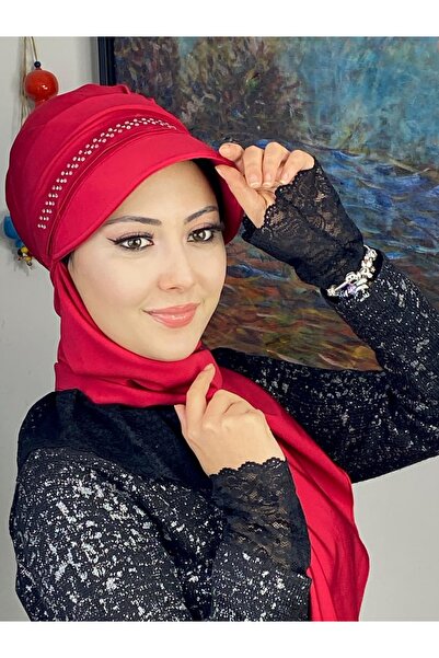 BUTİKAMBAR قبعة ربيعية بثلاثة صفوف من الأحجار البيضاء المربعة