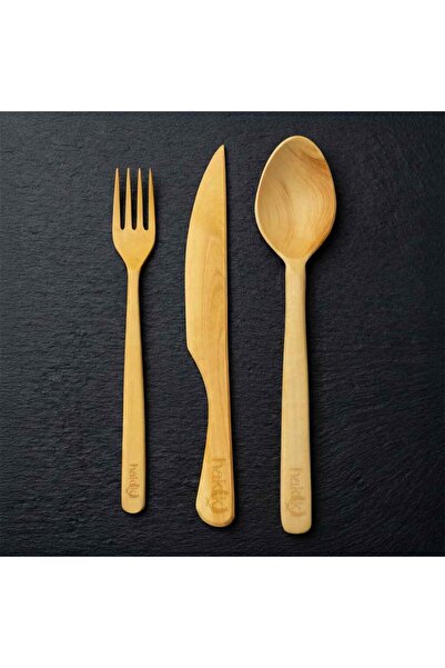 Hakiki Store 18 Piece Boxwood Handcrafted Fork Spoon Knife Dinnerware Set