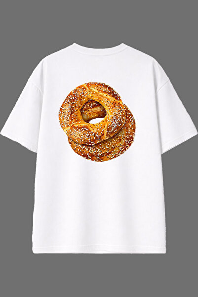 VSRN تي شيرت أبيض كبير الحجم بتصميم سيميت مطبوع من الخلف