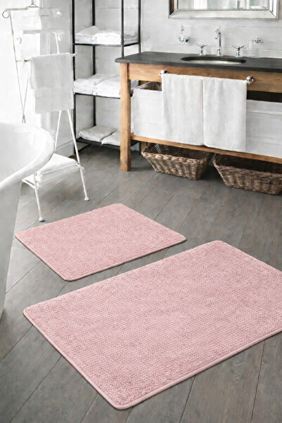 Sarar Plush Washable Powder Non-Slip Base 2-Piece Bath Mat Set (50X80 50X40)