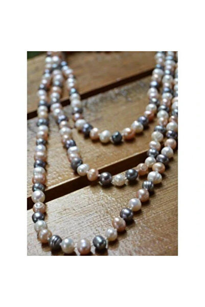 Stoneage Kadın Gerçek İnci Kolye Üç Renkli İnci Hediye