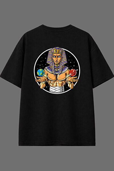 VSRN The Pharaoh Who Rules the World Design Black Oversize T-Shirt with Back ...