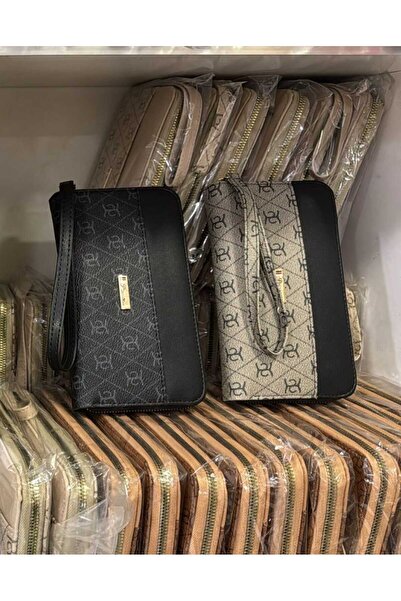 MNCLASSY Kulplu Fermuarlı Deri Görünümlü Desenli Telefon Bölmeli Kadın Cüzdan...