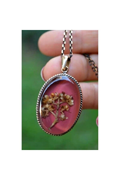 Stoneage Gerçek Kuru Çiçekli Kolye