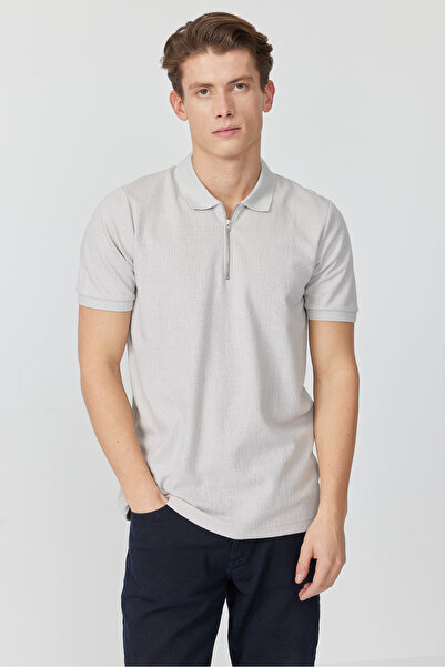 PAULMARK Мъжка тениска с цип и поло яка