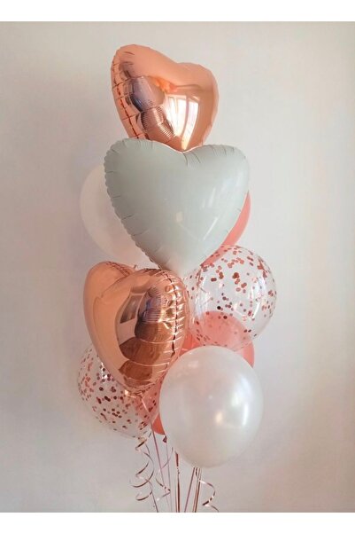Çemrek Süs Parti Rose White Heart Balloon Balloon Set of 13