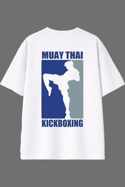 VSRN تي شيرت أبيض كبير الحجم بتصميم كيك بوكسينغ وطباعة خلفية