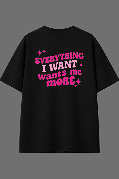 VSRN تي شيرت أسود كبير الحجم بتصميم Everything Design مطبوع من الخلف