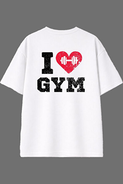 VSRN Tricou oversize alb cu imprimeu pe spate I Love Design