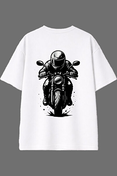 VSRN Tricou supradimensionat alb cu imprimeu pe spate Fast Motor Design