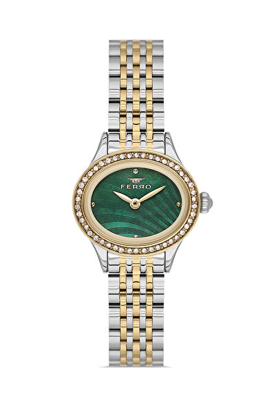 FERRO Silver and Yellow Steel Cord Women's Wristwatch Fl21753Awt-D6 3Atm Wate...