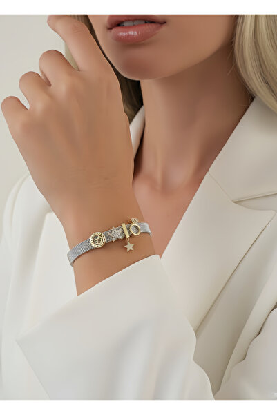 Eva Takı Store Mesh Charm Star Ring Steel Bracelet