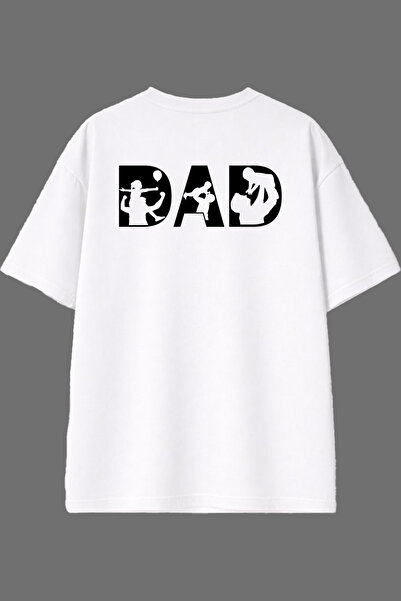 VSRN Tricou oversize alb cu imprimeu pe spate Dad Design