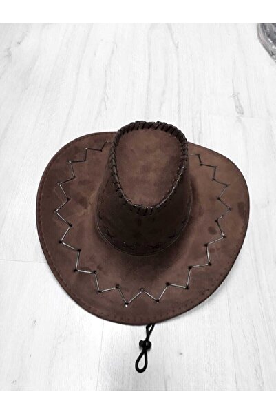 bilqasmi Pălărie Fedora din piele întoarsă, stil cowboy, cu șnur reglabil, pă...