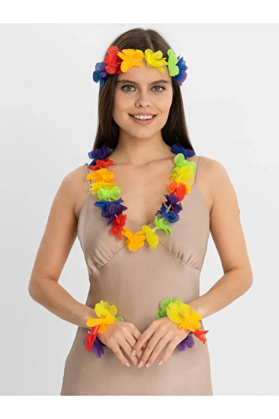 magicool Colorful Hawaiian Necklace Crown Bracelet Set 4 Pieces