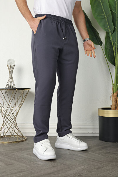 Quafash Men's Regular Fit Elastic Waist Lace-Up Jogger Black Trousers Relaxed...