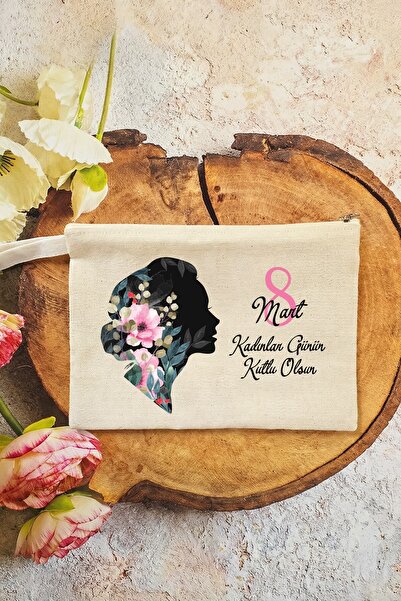 PEKSHOP Women's Day Gift Women's Silhouette Printed Makeup Bag Clutch 15X21Cm